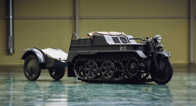 Kattenkrad SdKfz 2: Интересный немецкий тягач с мотоциклетным рулем