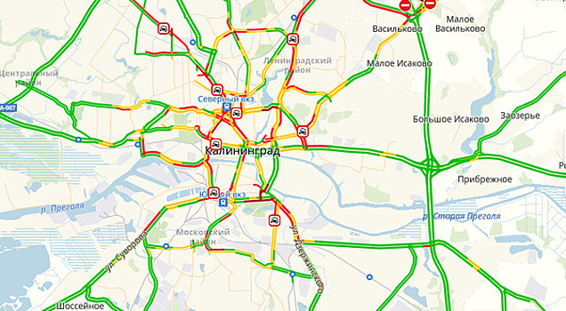 Девять ДТП и час пик: Калининград встал в восьмибалльных пробках