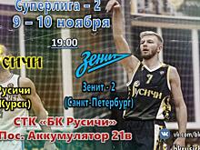 Курская баскетбольная команда «Русичи» сыграет с питерским «Зенитом-2»