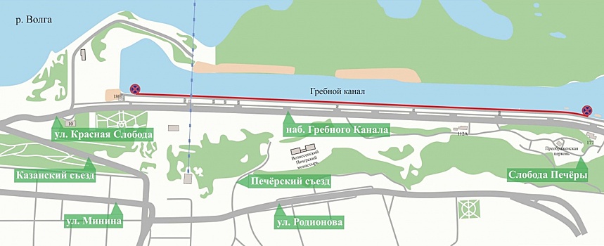 Парковку на набережной Гребного канала в Нижнем Новгороде ограничат с 14 сентября