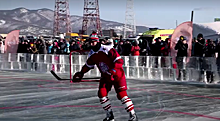 На льду Байкала прошёл хоккейный матч
