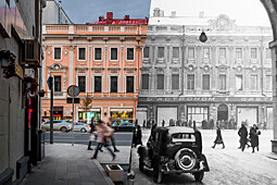 Елисеевский гастроном на Тверской улице в 2016 и 1947 годах