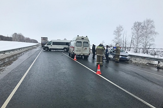 Отбросил микроавтобус в машину ДПС: двое полицейских пострадали в ДТП на трассе М-5
