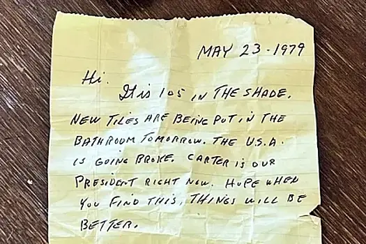 Женщина нашла под плиткой в ванной послание 43-летней давности