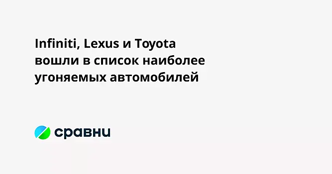 Infiniti, Lexus и Toyota вошли в список наиболее угоняемых автомобилей