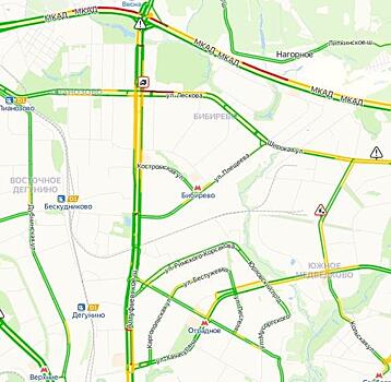 Утром 25 мая загруженность Алтуфьевского шоссе оценивается в три балла