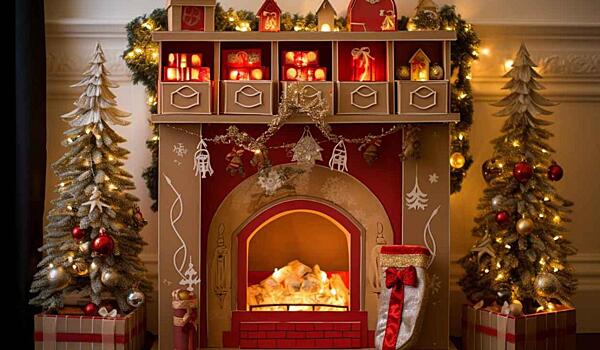 Камин из коробки на Новый год 2024: оригинальные идеи