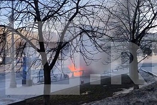 Загоревшийся в центре Москвы автомобиль попал на видео