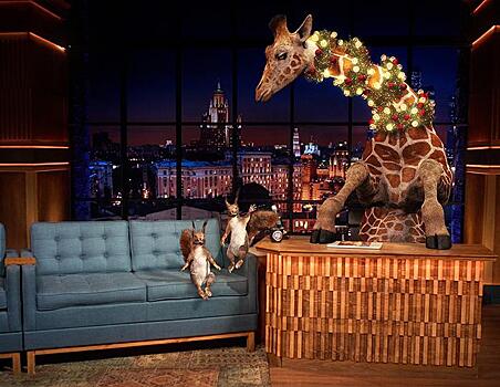 «Жираф в сугробе»: на Первом канале появились экзотические новогодние животные
