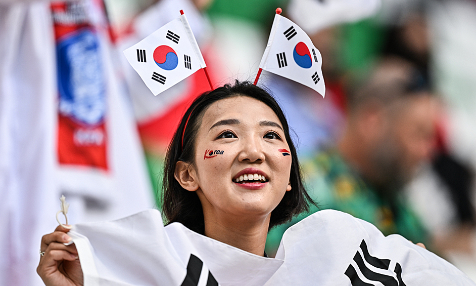 Болельщица из Южной Кореи на матче Чемпионата мира по футболу между сборными Ганы и Южной Кореи