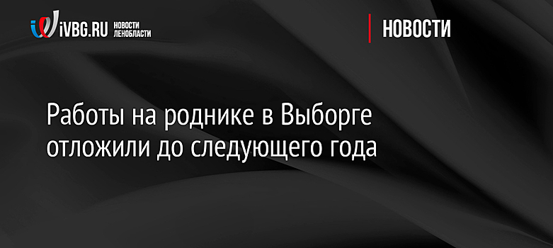 Работы на роднике в Выборге отложили до следующего года