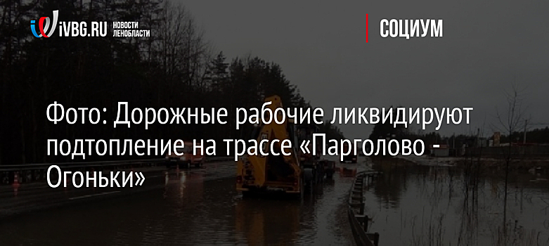 Фото: Дорожные рабочие ликвидируют подтопление на трассе «Парголово - Огоньки»