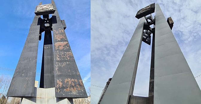 В Новосибирске отремонтировали стелу "Штыки" в Кировском районе