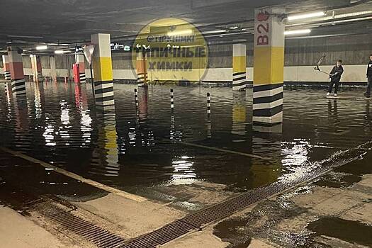 В Подмосковье ливневыми водами затопило подземную парковку
