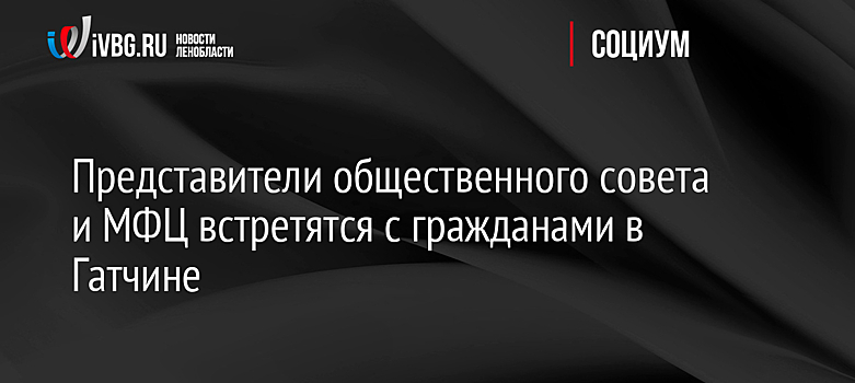 Представители общественного совета и МФЦ встретятся с гражданами в Гатчине