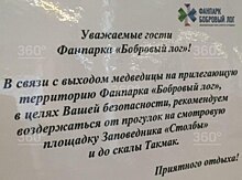 Фанпарк «Бобровый лог» в Красноярске предупредил о вышедшей из тайги медведице
