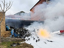 Упавший в Дагестане вертолет при крушении сгорел