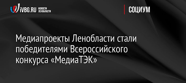Медиапроекты Ленобласти стали победителями Всероссийского конкурса «МедиаТЭК»