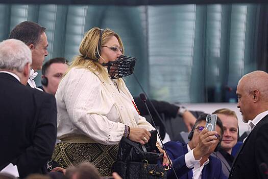 Депутата Европарламента вывели с заседания в наморднике