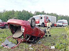 «ВАЗ» перевернулся на трассе в Удмуртии