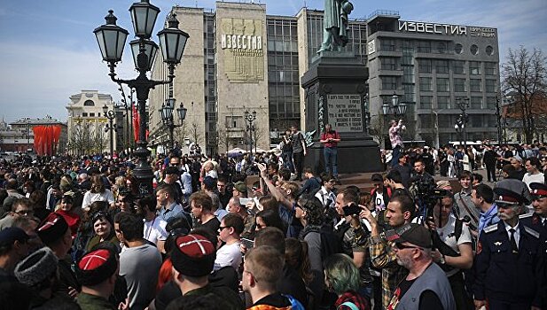 Названо количество задержанных  в центре Москвы