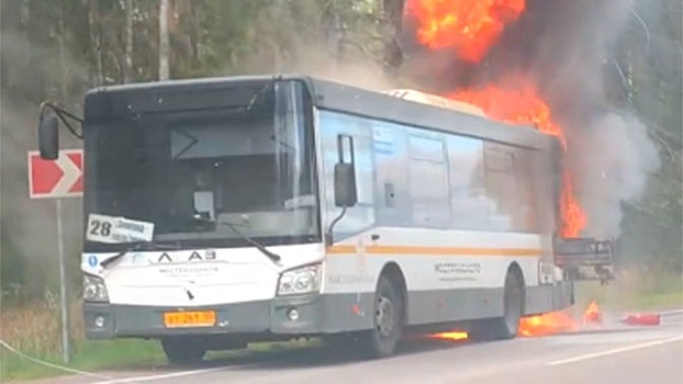 В Подмосковье пассажирский автобус «вспыхнул» на ходу