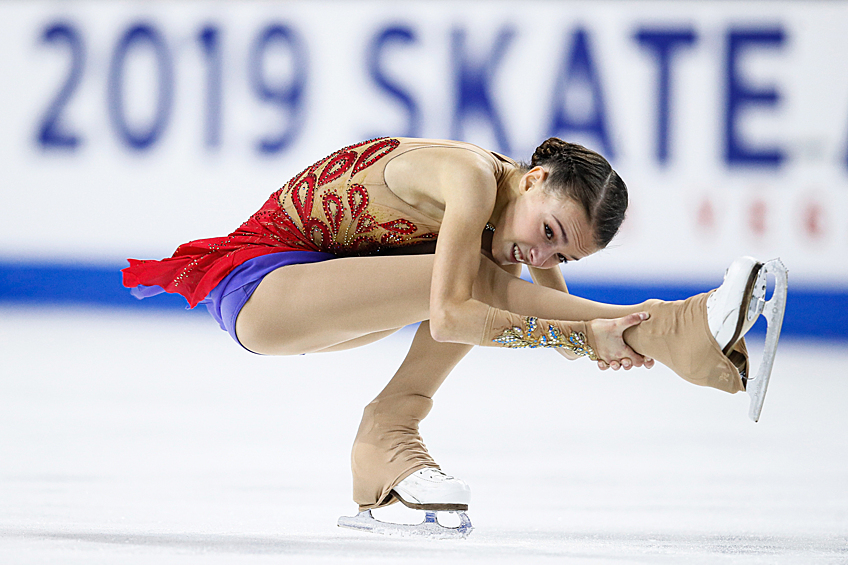 Российская фигуристка Анна Щербакова выиграла этап Гран-при по фигурному катанию Skate America в Лас-Вегасе, 2019 год