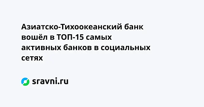 Азиатско-Тихоокеанский банк вошёл в ТОП-15 самых активных банков в социальных сетях