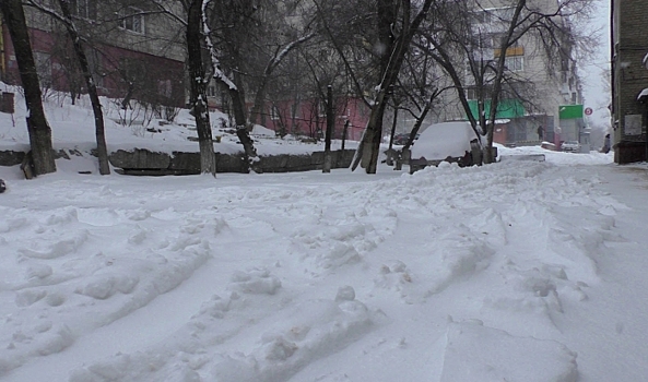 В центре Волгограда Госжилнадзор проверил качество уборки дворов от снега