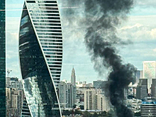 Крупный пожар возле «Москва-Сити» попал на видео