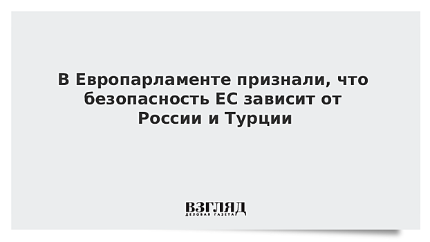 В Европарламенте признали, что безопасность ЕС зависит от России и Турции