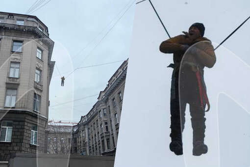 Mash: в Петербурге дворник повис на проводах после падения с крыши