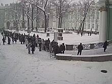 В Санкт-Петербурге выстроилась очередь до Александровской колонны в Эрмитаж