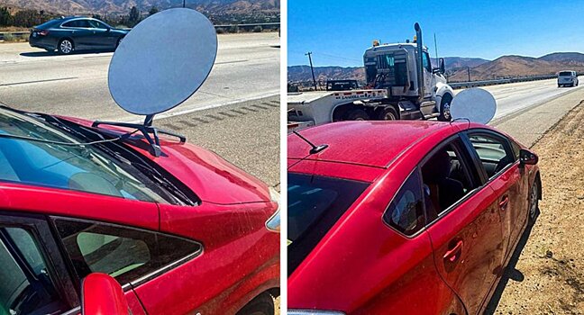 Cпутниковая «тарелка» на Toyota Prius поможет, когда очень нужен Wi-Fi