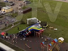 В Уфе батут с детьми перевернулся из-за сильного ветра