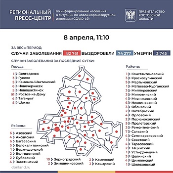 Небольшое снижение в Ростове: новые случаи COVID-19 зафиксированы в 43 городах и районах Дона