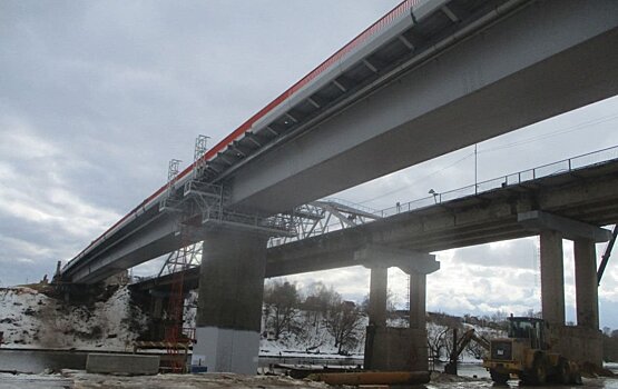 Завершен монтаж части пролета Афанасьевского моста в Воскресенске