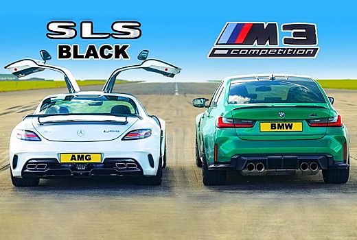 Дрэг-гонка: Mercedes-Benz SLS AMG Black против новой BMW M3