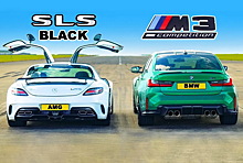 Дрэг-гонка: Mercedes-Benz SLS AMG Black против новой BMW M3