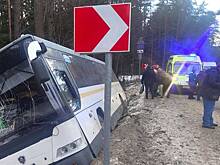 Под Москвой при опрокидывании автобуса в кювет пострадали шесть человек