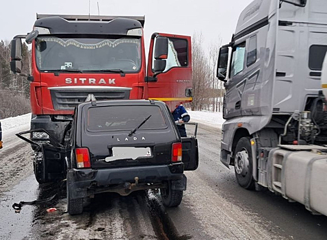 Смертельная автокатастрофа со смятой о фуру "Нивой" произошла на челябинской трассе