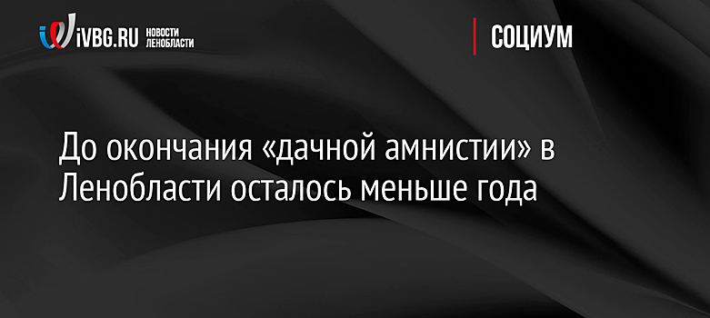 До окончания «дачной амнистии» в Ленобласти осталось меньше года