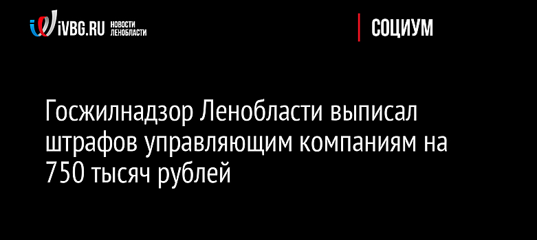 Госжилнадзор Ленобласти выписал штрафов управляющим компаниям на 750 тысяч рублей