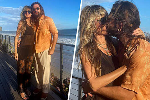 49-летняя Хайди Клум снялась в "голом" платье за поцелуем с мужем