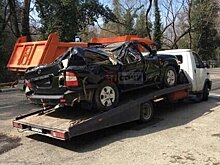 В Сочи дерево раздавило Toyota Land Cruiser