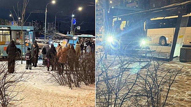 В Петербурге автобус протаранил остановку