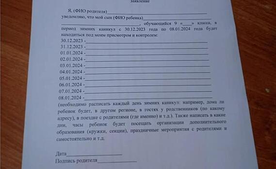 Родителей белгородских школьников просят по дням расписать, чем займутся дети на каникулах