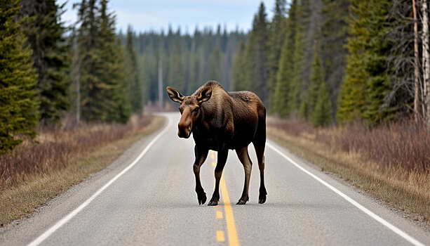 В Калуге было объявлено о возможном выходе лосей на проезжую часть автодорог