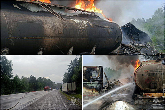 Бензовоз сгорел вместе с водителями в Челябинской области