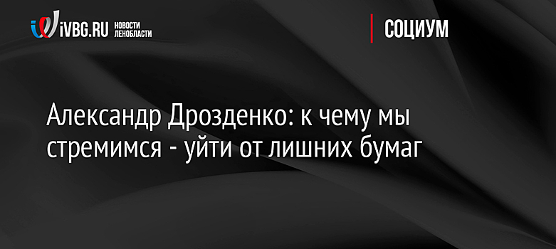 Александр Дрозденко: к чему мы стремимся - уйти от лишних бумаг